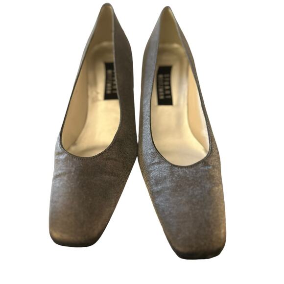 Stuart Weitzman Silver Metallic Block Heel Pumps, Women's Size 9B - Picture 1 of 5